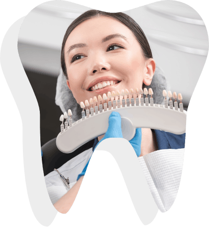 A woman choosing her tooth implant