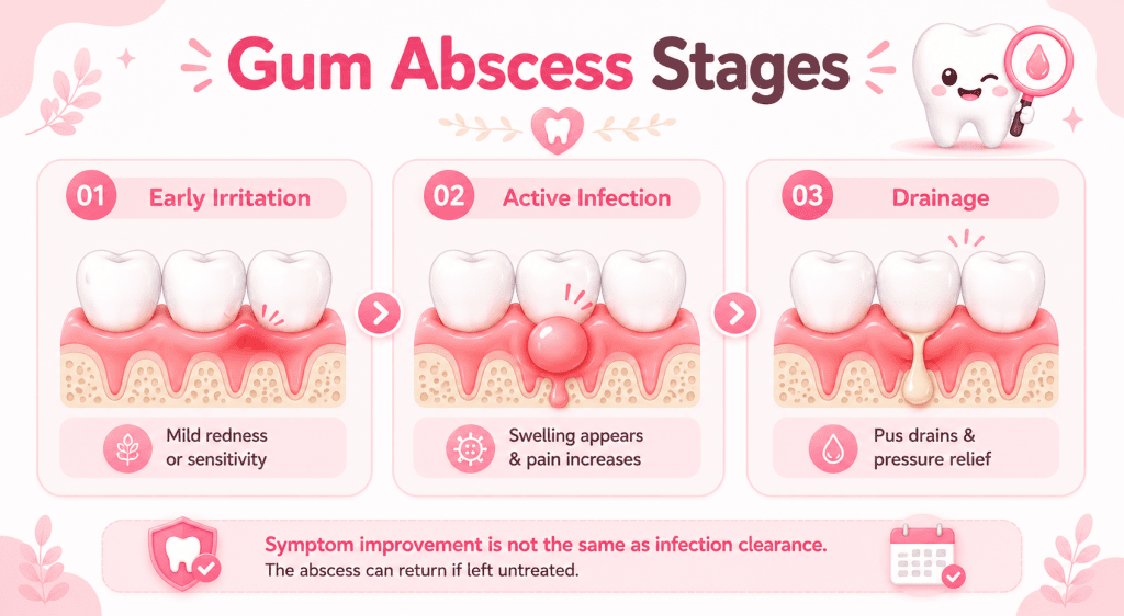 illustration gum abscess stages
