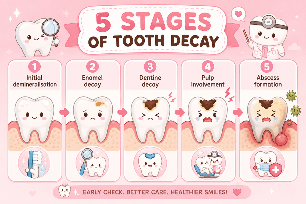 infographic stage of tooth decay