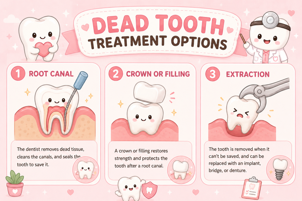 infographic article about dead tooth treatment options