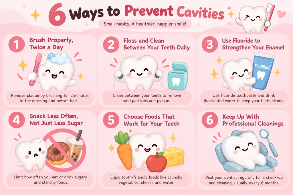 infographic article about tips to prevent cavities