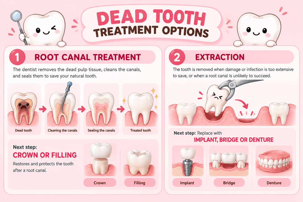 infographic article about dead tooth treatment