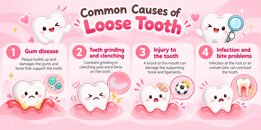 infographic article about causes of loose tooth