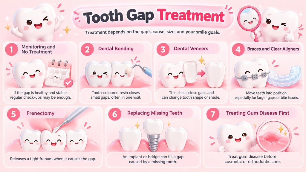infographic article about tooth gap treatment
